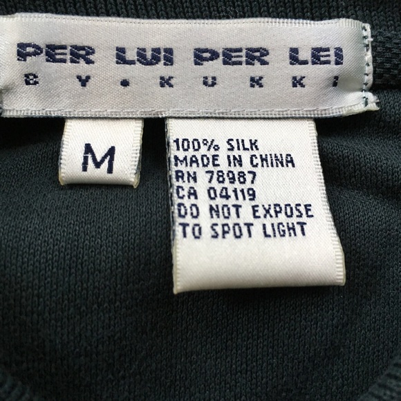 Per lui per lei 100% silk black medium short sleeve polo size m new nwt pa0154 - Picture 4 of 5